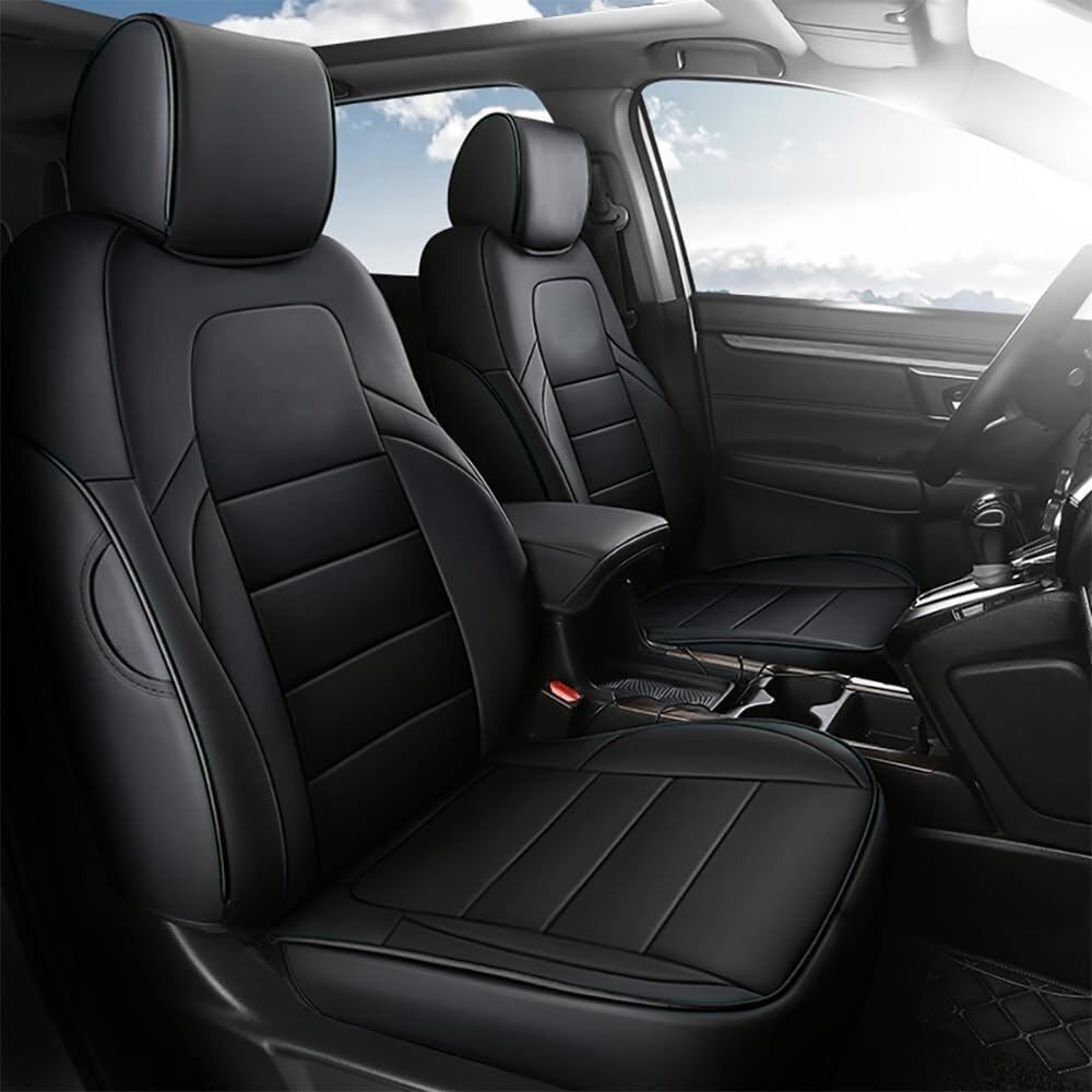 Black Leather Custom Fit Honda CRV Seat Covers 2017-2022 Front & Rear Full Set